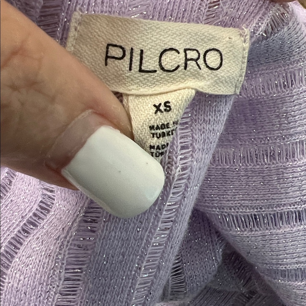 Anthropologie Pilcro Women's Light Purple silver metallic Knit Top XS - Picture 4 of 13